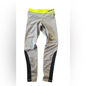 Nike Pro Dri-FIT Gray Black Volt Compression Leggings Men’s Small